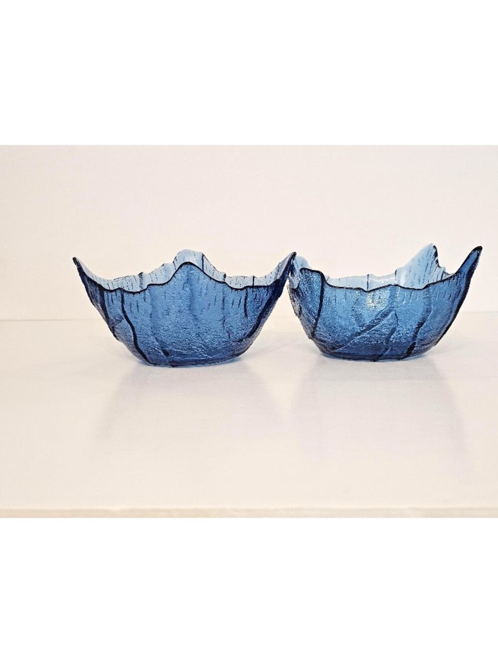 Vintage Viking Glass Cobalt Blue Spiked Salad Bowls, Set Of 2